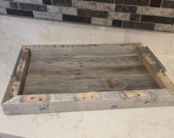 Handmade Rustic Reclaimed Wood Serving Tray . Great gift for all occasions/charcuterie board
