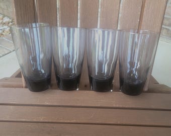 Set of 4 Vintage Libbey Classic Smoked brown MCM Set of 4 Glasses/Libbey Smoke Glasses/Large Tumbler Glasses/MCM Libbey Glasses Set of 4