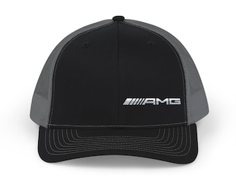 AMG Logo Snapback Cap | Trucker Hat, Embroidered Motorsport Design