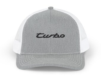 Turbo script trucker cap | embroidered logo mesh hat