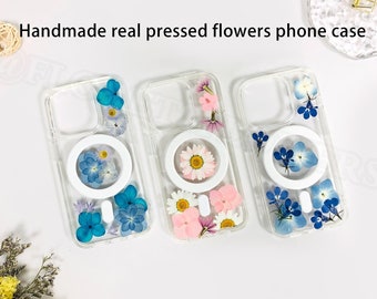 Pressed Real Flower Phone Case Magnetic Magsafe Design for iPhone Air 17e 16 Pro Max,Samsung S26 Ultra S25 Z Flip8,Google pixel 10 11 Pro XL