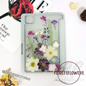 Gepresste Blume Tablet Hülle mit Stiftschlitz für Redmi Pad Pro 5G POCO Pad SE 8.7 4G Pad SE 11 Zoll, OnePlus Pad 2 Hülle