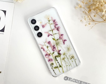 Pressed Flower Phone Case for Samsung Galaxy Z Flip Fold 5 6 7 S26 FE S25 Edge A56,iPhone Air 17e 16 15 14 Pro Max,Google Pixel 9A 10 Pro XL