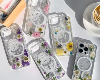 Five Different Flowers Phones Cases,Magnetic Magsafe Design for iPhone 12 13 14 15 Pro Max,Samsung S22 S23 S24 Plus Ultra,Google Pixel 6 7 8