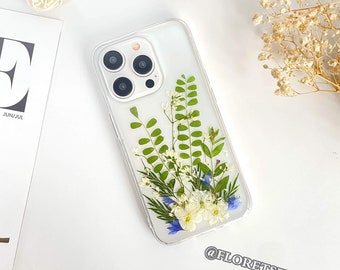 Handmade Pressed Flower Case for iPhone 15 14 13 12 11 Pro Max X 7 8 Case,Samsung Galaxy S22 S23 Ultra Case,Google Pixel 5 6 7 8 Pro Case