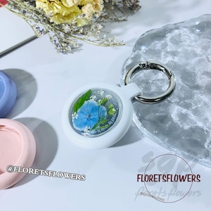 Étui pour airtag fait main en résine avec fleurs séchées, porte-airtag aux couleurs personnalisées, housse imperméable pour colliers d'animaux de compagnie, porte-clés, sac à dos ou bagages, cadeaux