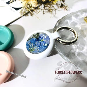 Étui pour airtag en résine, fleurs séchées, couleurs personnalisées, housse imperméable pour colliers d&#39;animaux de compagnie, porte-clés, housse de positionneur, cadeaux pour animaux de compagnie