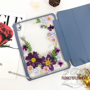 Étui ipad classique à fleurs pressées avec fente pour stylo pour ipad air pro 11 13 pouces 2025, ipad 10e 11e génération 2022, étui ipad air 6 5, étui ipad mini 7