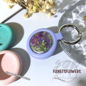 Étui personnalisé pour airtag fleurs séchées, porte-airtag en résine couleurs personnalisées, housse imperméable pour colliers d&#39;animaux de compagnie, porte-clés, housse de positionneur, cadeaux pour animaux de compagnie