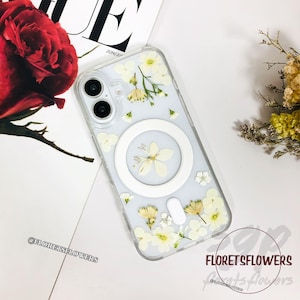 Handmade nature pressed flower case for iPhone 17 16e 15 14 13 12 pro max resin case,Google Pixel 7 8 9A 10 case,Samsung A56 S24 S25 Edge