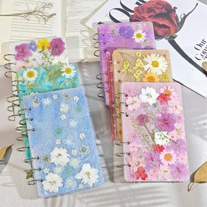Handcrafted Pressed Flower Resin Notebook - A6 Loose Leaf Journal with Custom Name, Multiple Inserts & Free Yearly Calendar,gift for lover