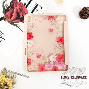 Klassieke ipad-hoes met geperste bloem en pennensleuf voor ipad air pro 11 13 inch 2024,ipad 10e 11e generatie,ipad air 6 5,ipad mini 7