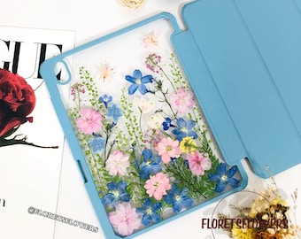 Real pressed flower iPad case with pen slot for iPad Pro Air Pro 11" 13" 2025/2026,iPad Air 6 5 Case,iPad 12th 11th gen,iPad mini 7 2024