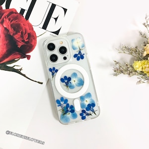 Pressed Real Flower Phone Case wth Magnetic Magsafe Design for iPhone 16e 16 15 14 Pro Max,Samsung S25 Edge S24 A06,Google Pixel 9A 8 9 Case