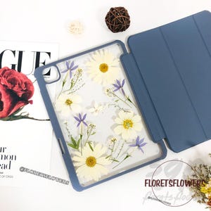 Flap Pressed Flower Case voor iPad Air 11" 13" 2025, iPad Pro 11" 13" 2024, iPad 10e 11e generatie, iPad Pro 12,9" Mini 6 7 2024, iPad Air 6 5 4 hoesje