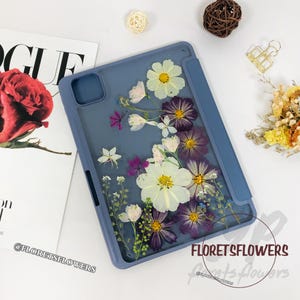 Funda para tableta con diseño de flores prensadas y ranura para bolígrafo para Xiaomi Pad 7, 6, 6s Pro 12.4, Redmi Pad Pro 5G, POCO Pad SE 8.7, 4G Pad SE 11 y OnePlus Pad 2.