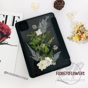 Funda con flores naturales prensadas y función de encendido y apagado automático para Xiaomi Pad 7, 6, 6s Pro de 12,4", Redmi Pad Pro 5G, Poco Pad SE de 8,7 pulgadas y OnePlus Pad 2.