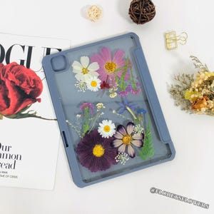 Estuche de resina prensada con flores naturales para iPad Mini 7 Pro Air 11" 13" 2025, iPad Pro 12.9" Mini 6, iPad 10.ª 11.ª generación, iPad Air 6 5