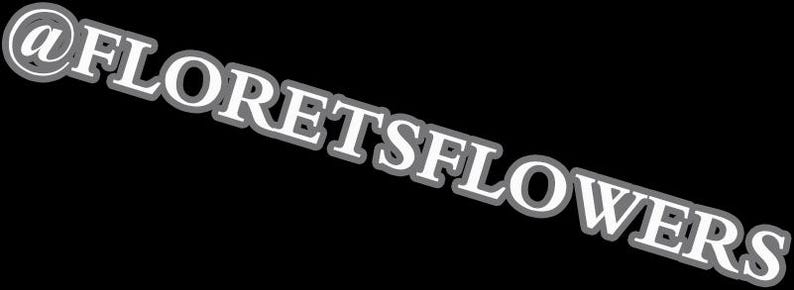 May include: The text "@FLORETSFLOWERS" is displayed in white, outlined in gray, against a black background. The text is angled diagonally across the image, with the "@" symbol preceding the brand name.
