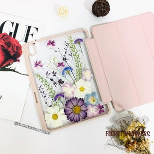 Pressed Flower Case für iPad Air 11"13"2025,iPad Pro 11"13" 2024,iPad Pro 12.9" Mini 7 2024,iPad Pro 11" 13" 2024,iPad Air 6 5 Klappe Hülle."
