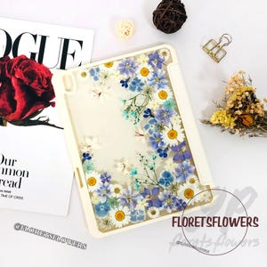 Véritable coque ipad à fleurs pressées pour iPad Air 11 pouces 13 pouces 2025, iPad Pro 11 pouces 13 pouces, iPad 10e 11e génération Mini 7 2024, coque iPad Air 6 5, coque iPad A16
