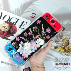 Switch-fodral med riktiga gröna blad och blommor till Nintendo Switch 2 2025, OLED 2021, Lite 2019, förvaringsask för spelkort med eget namn, present till spelare