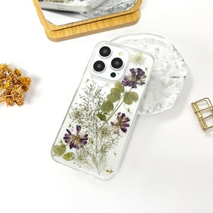 Etui na telefon z suszonymi kwiatami do iPhone'a Air 17e 16 15 14 Pro Max, Samsunga S26 Plus S25 Ultra S24 Z Flip8, Google Pixel 10 11 Pro XL, prezent dla niej