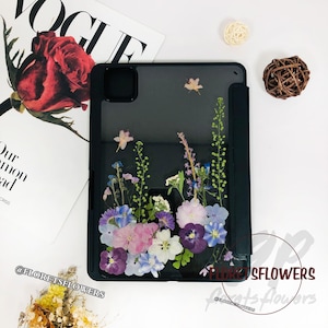 Gepresste Blume Tablet Hülle mit Stiftschlitz für Redmi Pad Pro 5G POCO Pad SE 8.7 4G Pad SE 11 Zoll, OnePlus Pad 2 Hülle