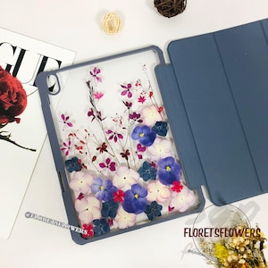 Étui à fleurs pressé à rabat pour iPad Air 11 pouces 13 pouces 2025, iPad Pro 11 pouces 13 pouces, iPad 10e 11e génération, iPad Pro 12,9 pouces Mini 7 2024, étui pour iPad Air 6 5