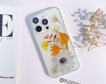 Pressed real flower phone case for iPhone Air 17e 16 15 14 13 Pro Max,Samsung S26 Plus S25 Ultra S24 S23 A55 A56,Google Pixel 10A 11 Pro XL