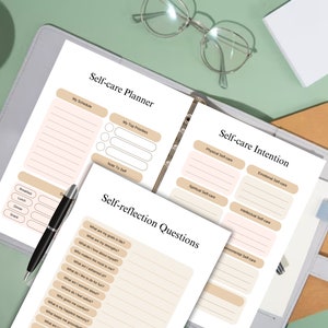 Self-Care Planner, Selfcare Journal Tracker, Wellness Planner Printable, Daily Wellbeing, Mindfulness Mental Health, Self Care Reflection.