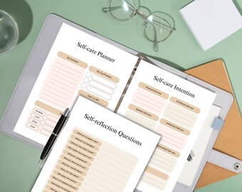 Self-Care Planner, Selfcare Journal Tracker, Wellness Planner Printable, Daily Wellbeing, Mindfulness Mental Health, Self Care Reflection.