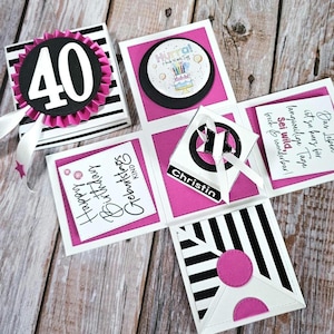 Explosionsbox zum Geburtstag - personalisiert mit Namen und Alter -  Überraschungsbox zum Geburtstag - Geschenkbox - Karte  Geburtstag