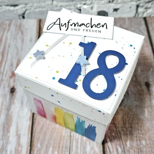 Personalisierte Explosionsbox zum 18. Geburtstag, auf Wunsch mit Namen, personalisierte Überraschungsbox zum Geburtstag