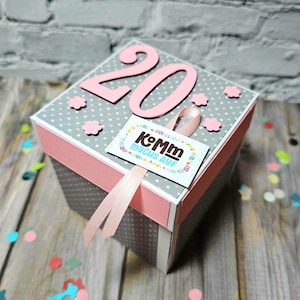 Explosionsbox mit Magnet zum Geburtstag personalisierbar mit Namen und Alter Überraschungsbox zum Geburtstag - Geschenkbox-Karte Geburtstag