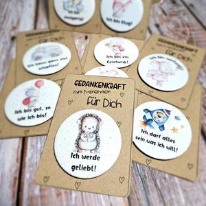 Affirmationskarten Mutmachkarten für Kinder mit niedlichen Motiven als Set oder einzeln, Positives Denken für Kinder, Gedankenkraft