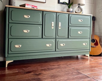 SOLD* Beautiful Refurbished Green MCM Dresser | Buffet