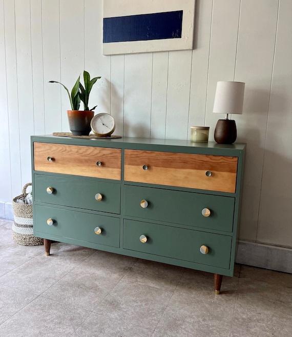 SOLD* Super Fun Green Mid Century Dresser - Etsy