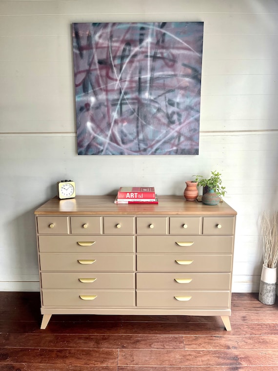 SOLD * Gorgeous MCM Taupe Dresser | Buffet - Etsy