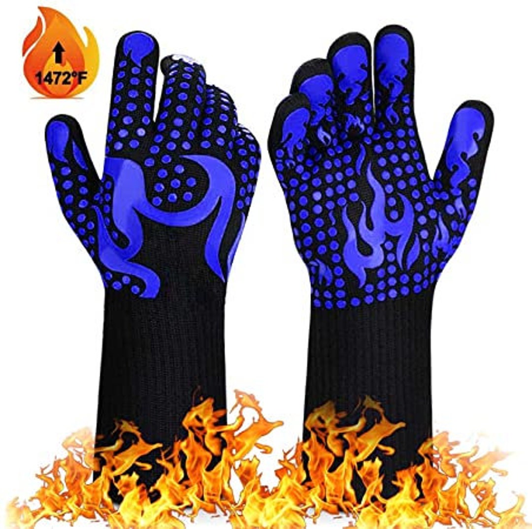 BBQ Gloves 1472 Degrees Extreme Heat Resistant Protective Cooking Gloves and Oven Mitts With