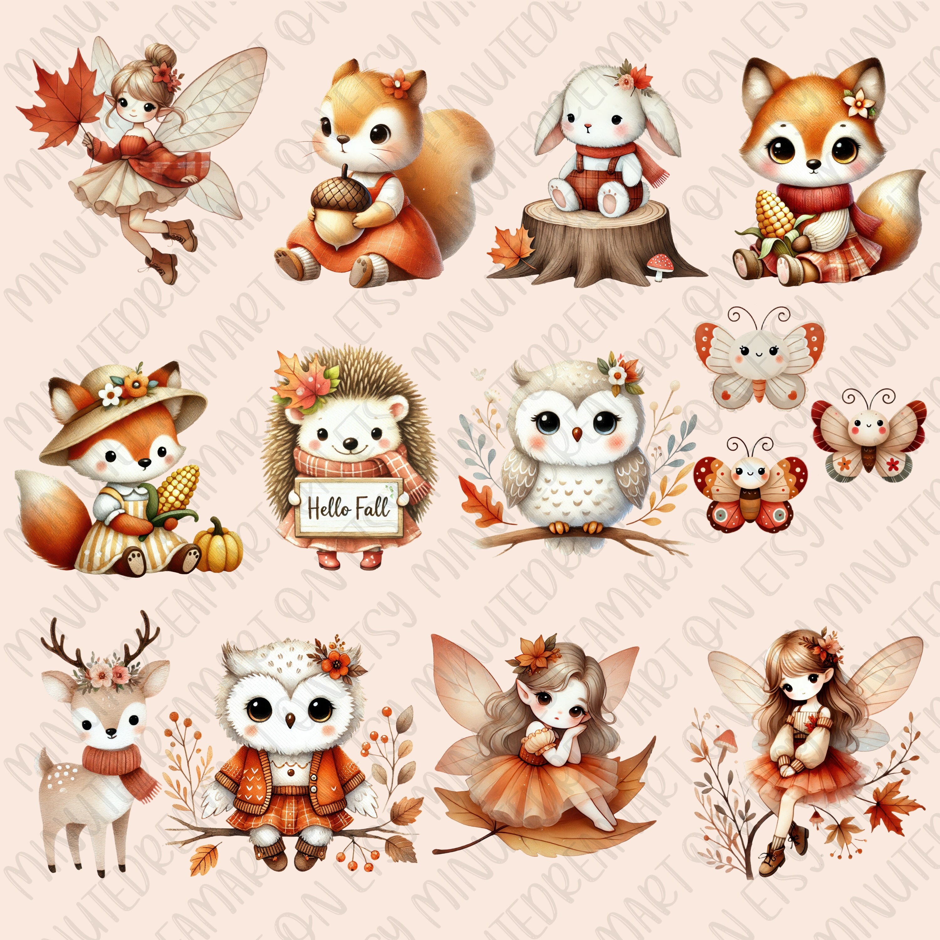 Cute Fairy Clipart, Autumn Season Png, Gift for Kid , Watercolor ...