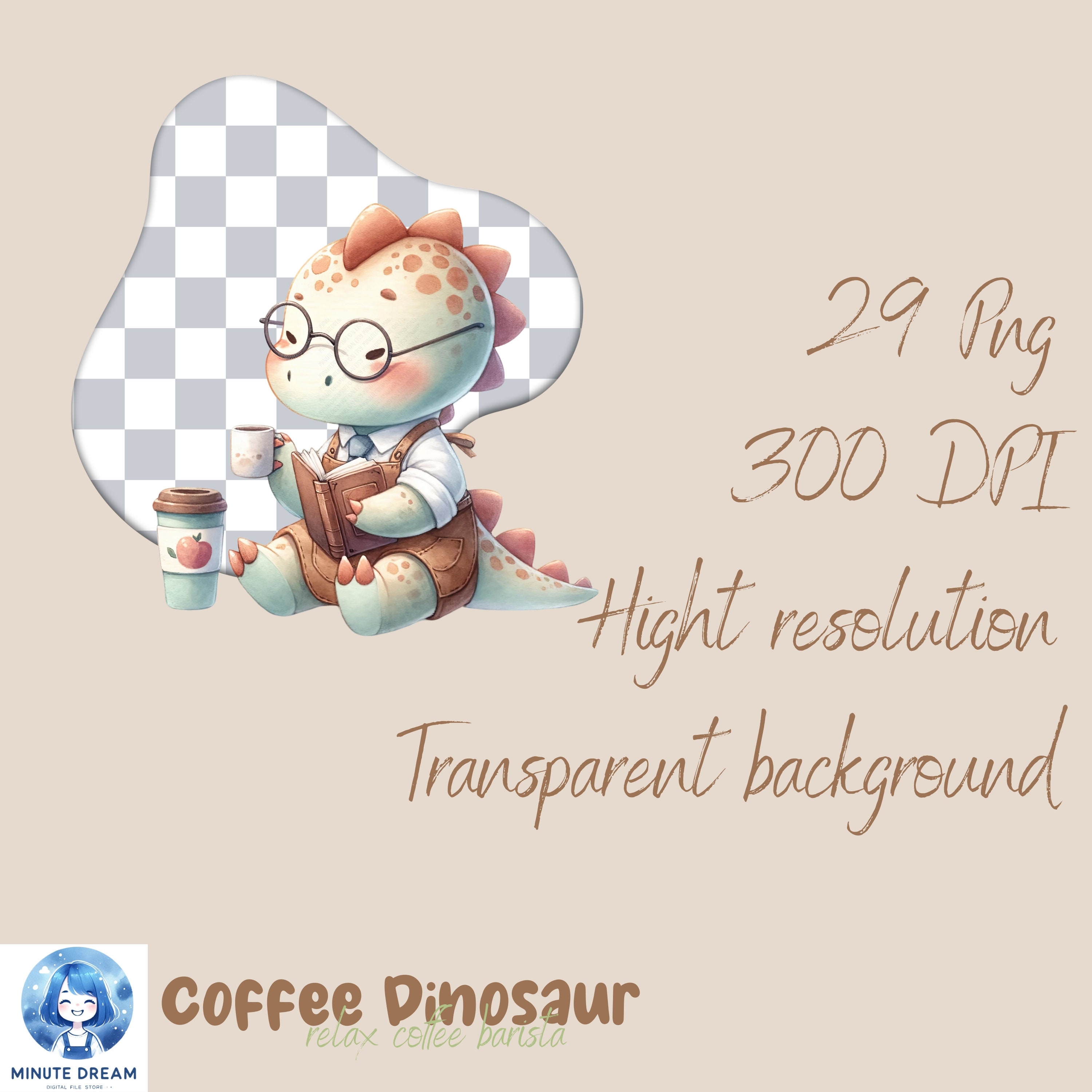 Dinosaure minimaliste café main image 0