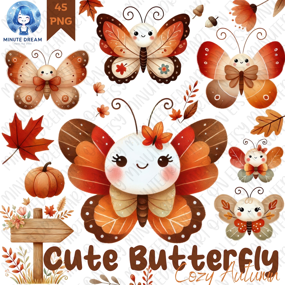 Fall Butterfly Clipart: Watercolor Autumn PNG (digital Download) - Etsy