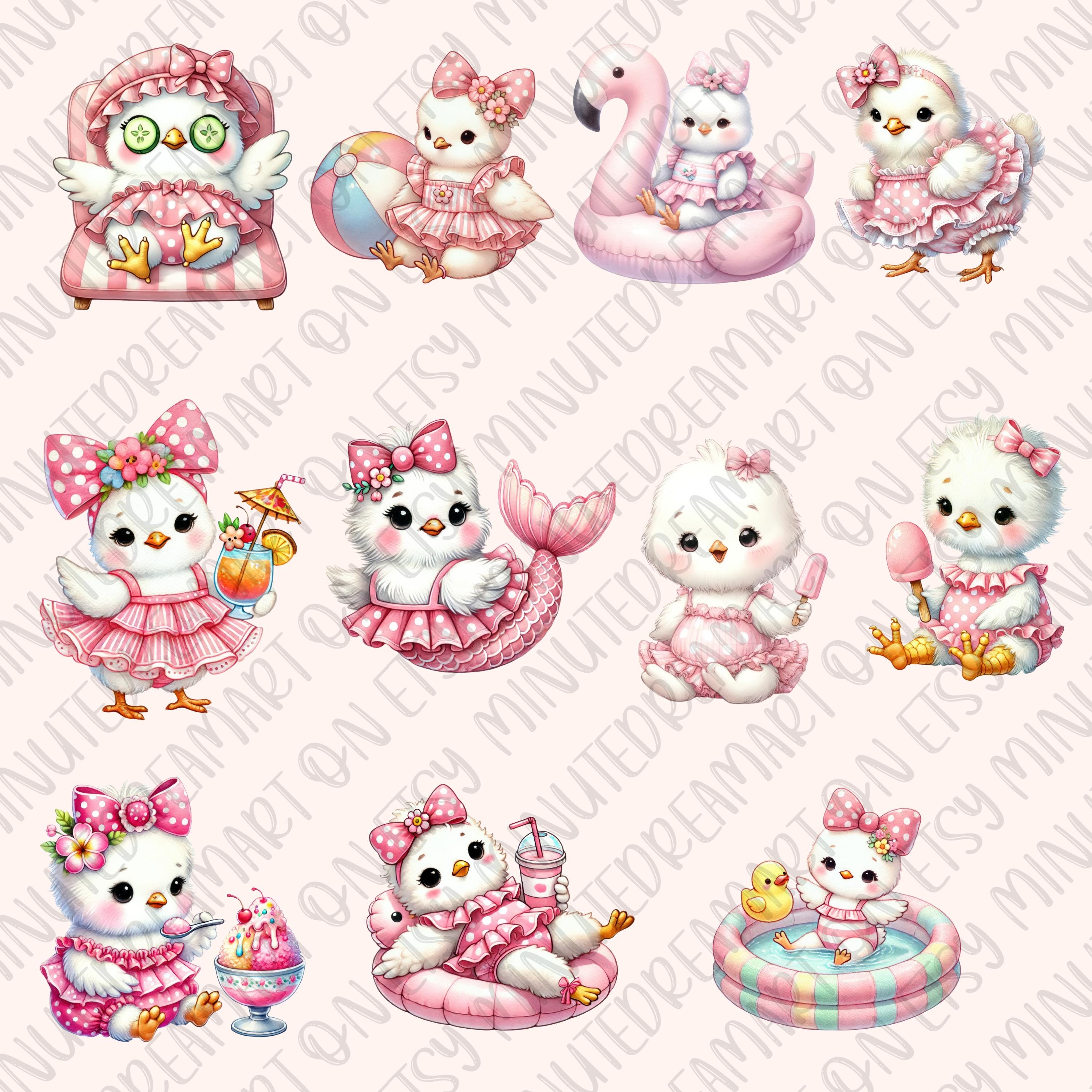 Baby Chick Pool Party Clipart: Pink Summer PNG (digital Download) - Etsy
