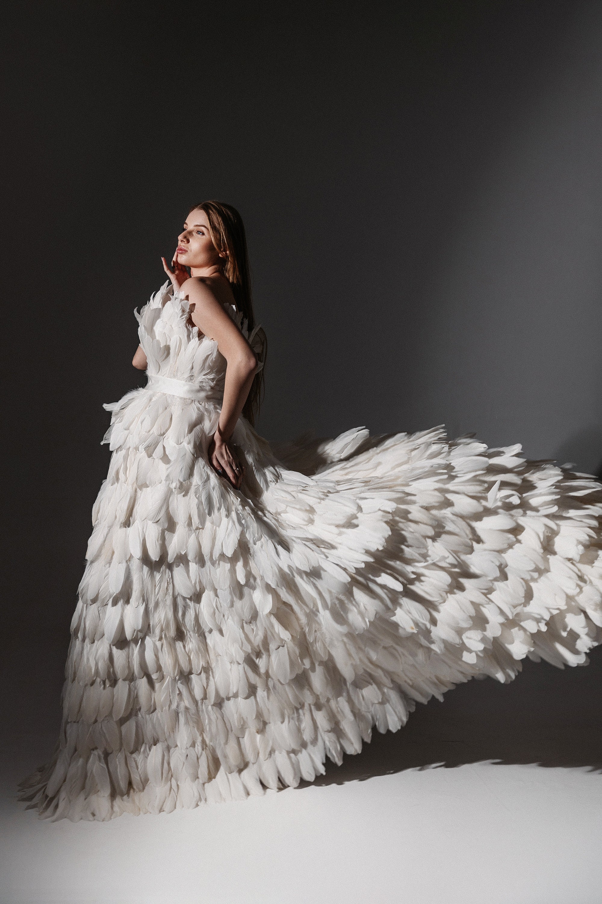 White Feather Dress Maternity Feather Dress Feather Dress Natural