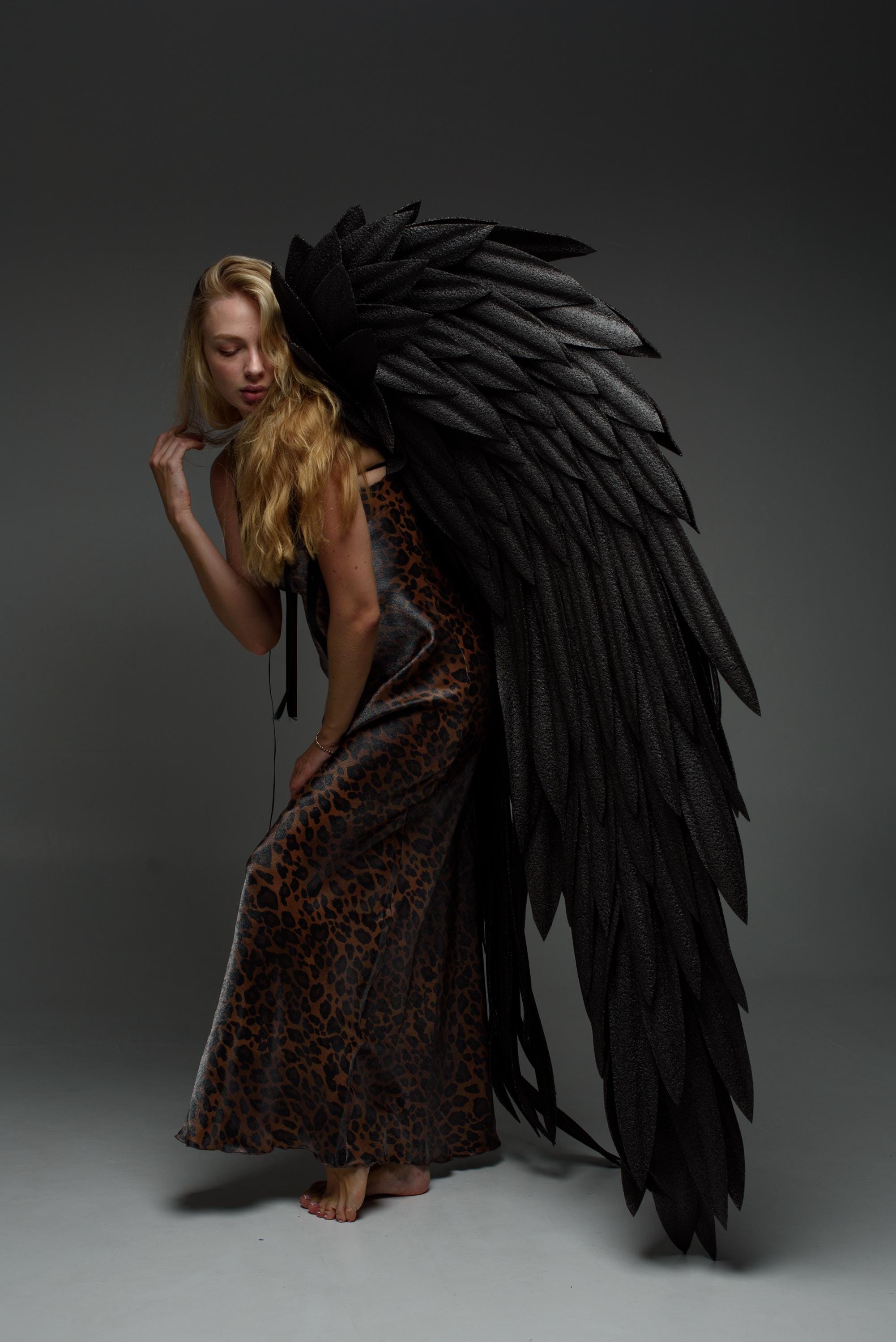 Black Angel Wings Costume – Large Black Devil Wings, Adult Cosplay
