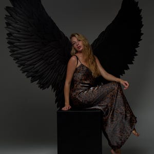 Black cosplay costume, Black wings, Black angel costume, Adult wings,Devil wings, Black angel,Cosplay wings, Adult wings, Black angel wings
