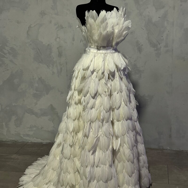 Deena White Feathered Dress