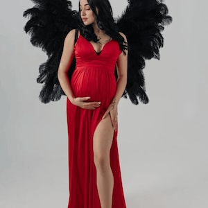 Black angel wings Natural feather Woman with black wings Photo prop wings Cosplay angel Costume Maternity wings Pregnancy photo wings