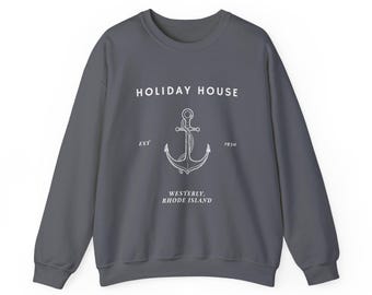Holiday House Westerly, Rhode Island-sweatshirt meerdere kleuren | Geïnspireerd ankerontwerp, uniseks ronde hals